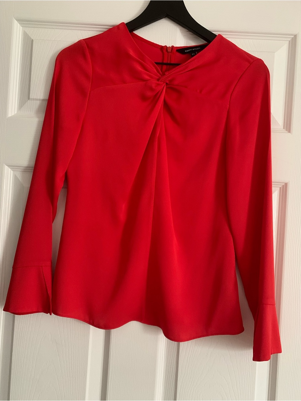 Karen Millen Red Twist-Detail Long Sleeve Blouse - Picture 3 of 7